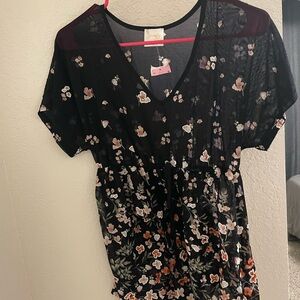 Maturity Floral Black Top